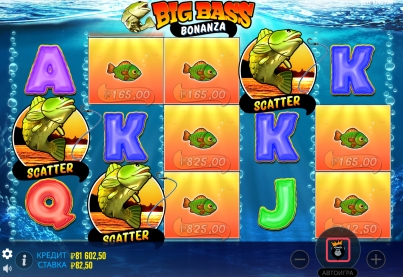 Три скаттера запускают бонусную игру в Big Bass